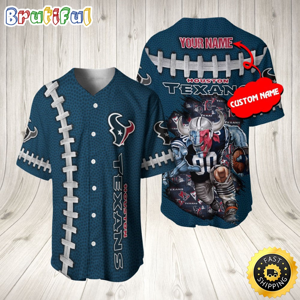 Personalized NFL Houston Texans Baseball Jersey Team Spirit Tops