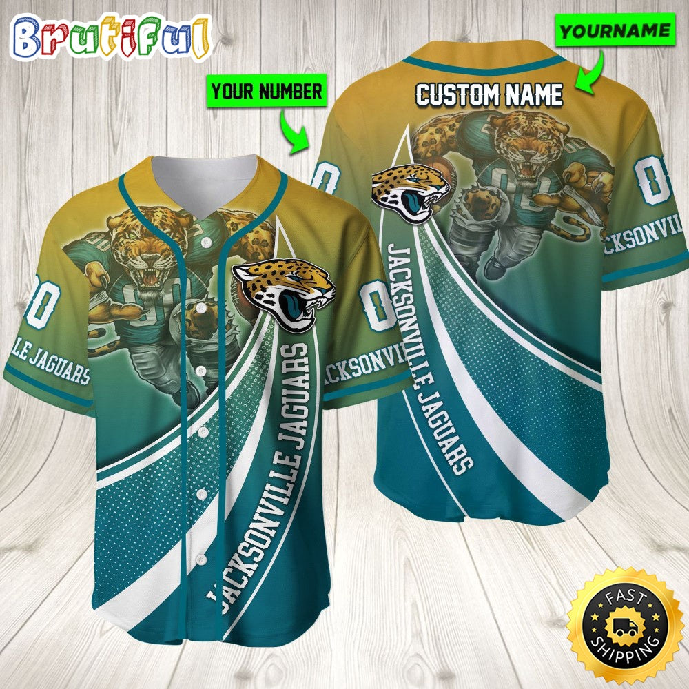 Personalized NFL Jacksonville Jaguars Baseball Jersey Mascot Art