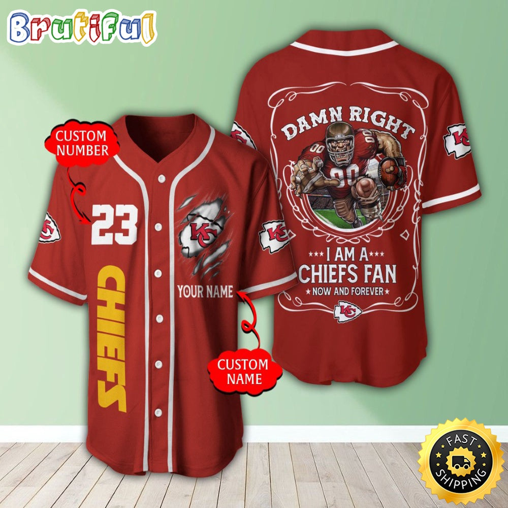 Personalized NFL Kansas City Chiefs Baseball Jersey Sportswear Tops