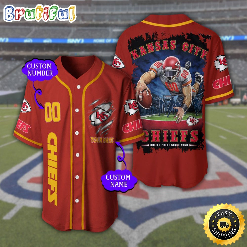 Personalized NFL Kansas City Chiefs Baseball Jersey Stylish Baseball Tops