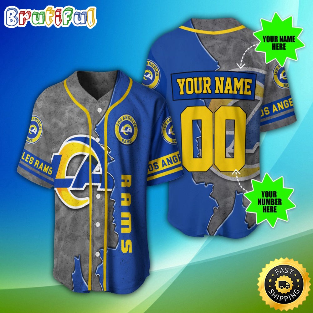 Personalized NFL Los Angeles Rams Baseball Jersey Casual Baseball Gear