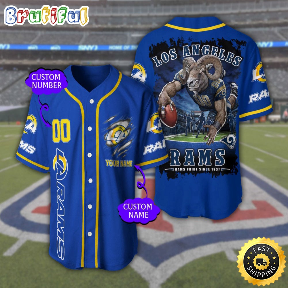 Personalized NFL Los Angeles Rams Baseball Jersey Sportswear Tops
