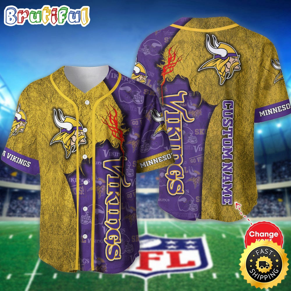 Personalized NFL Minnesota Vikings Baseball Jersey Authentic Baseball Attire