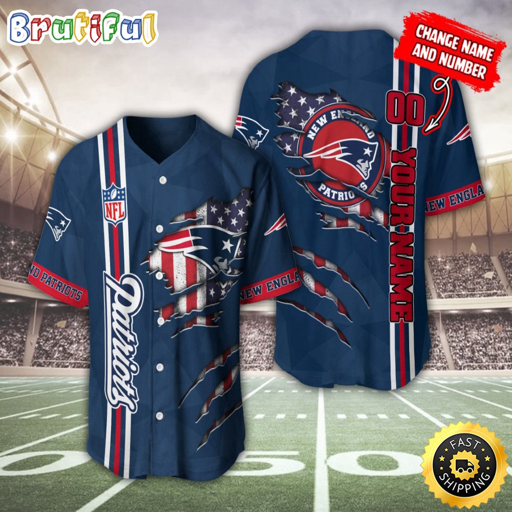 Personalized NFL New England Patriots Baseball Jersey America Flag Athletic Style Jerseys