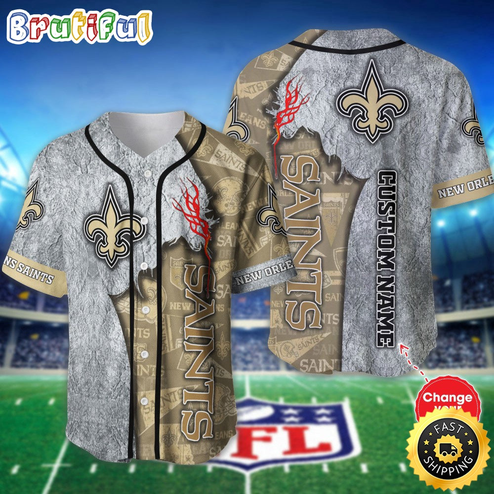 Personalized NFL New Orleans Saints Baseball Jersey Authentic Baseball Attire