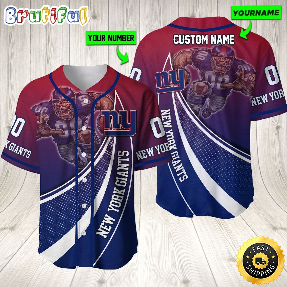 Personalized NFL New York Giants Baseball Jersey Mascot Art