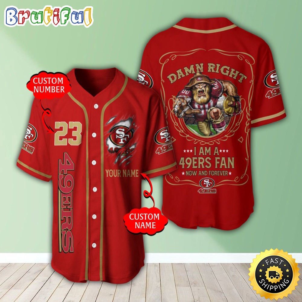Personalized NFL San Francisco 49ers Baseball Jersey Dynamic Team Shirts