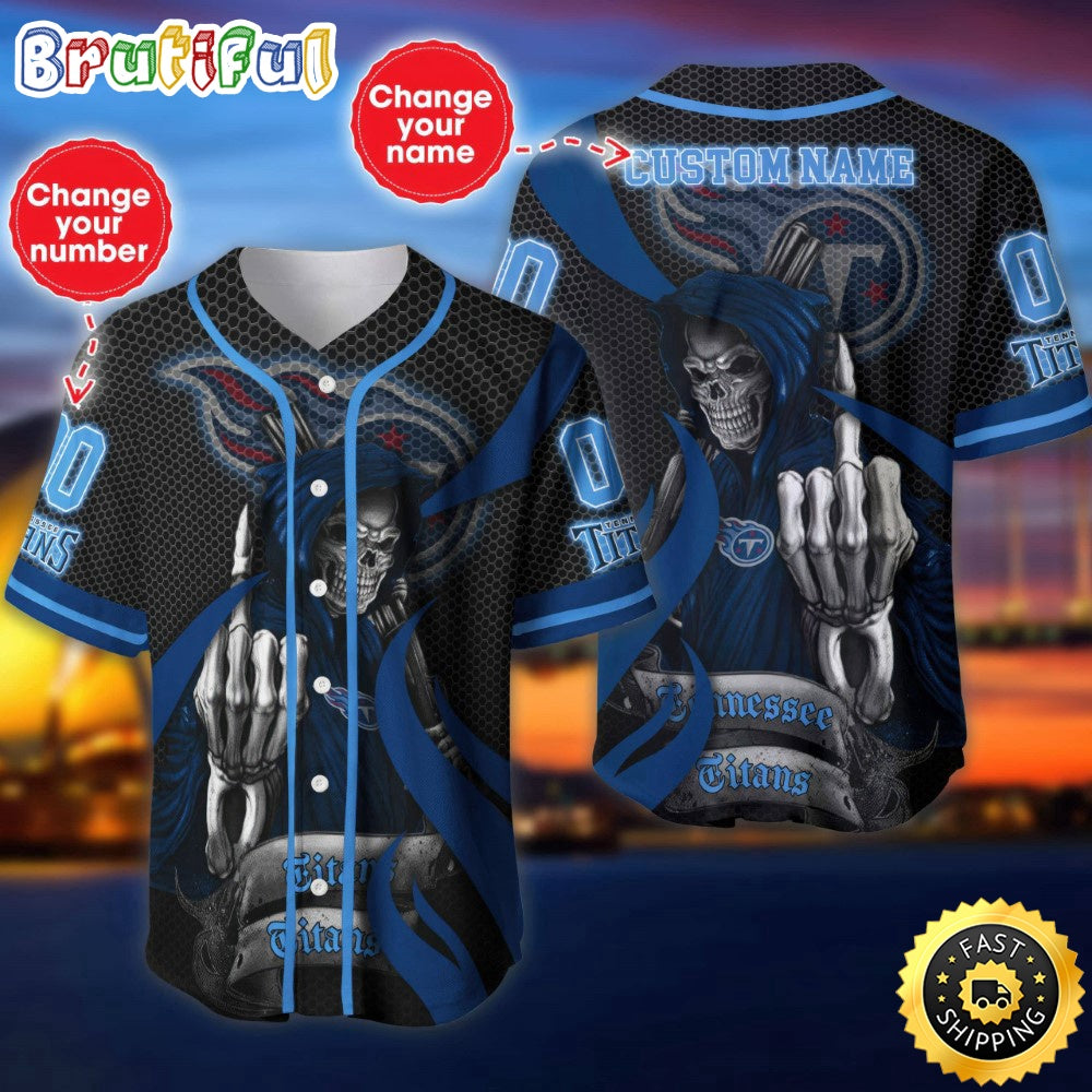 Personalized NFL Tennessee Titans Baseball Jersey Shirt The Reaper Art Skull
