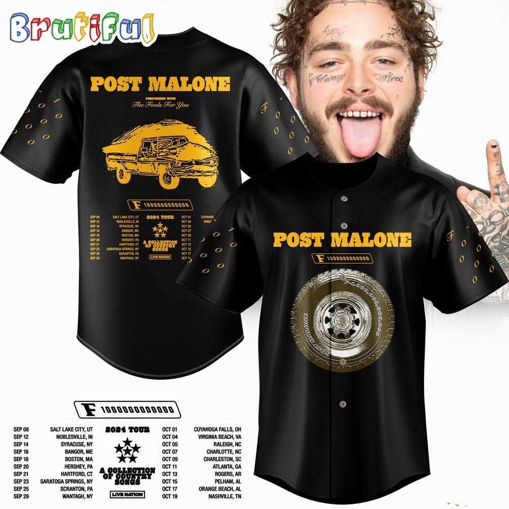 Post Malone The F-1 Trillion Tour 2024 Baseball Jersey