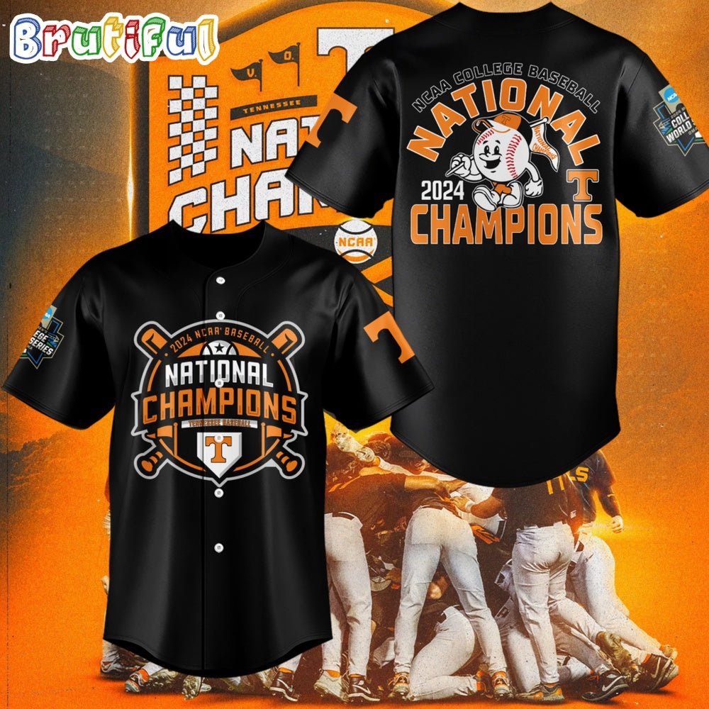 Tennessee Volunteers 2024 NCAA Men’s Baseball College World Series Champions Division I Black Jersey
