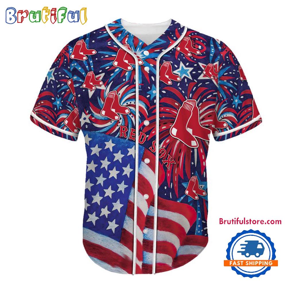 Boston Red Sox USA Flag Independence Day Baseball Jersey, Sport Team 4th of July Jersey