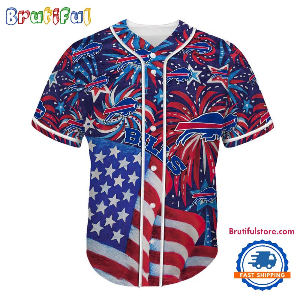 Buffalo Bills USA Flag Independence Day Baseball Jersey, Sport Team 4th of July Jersey