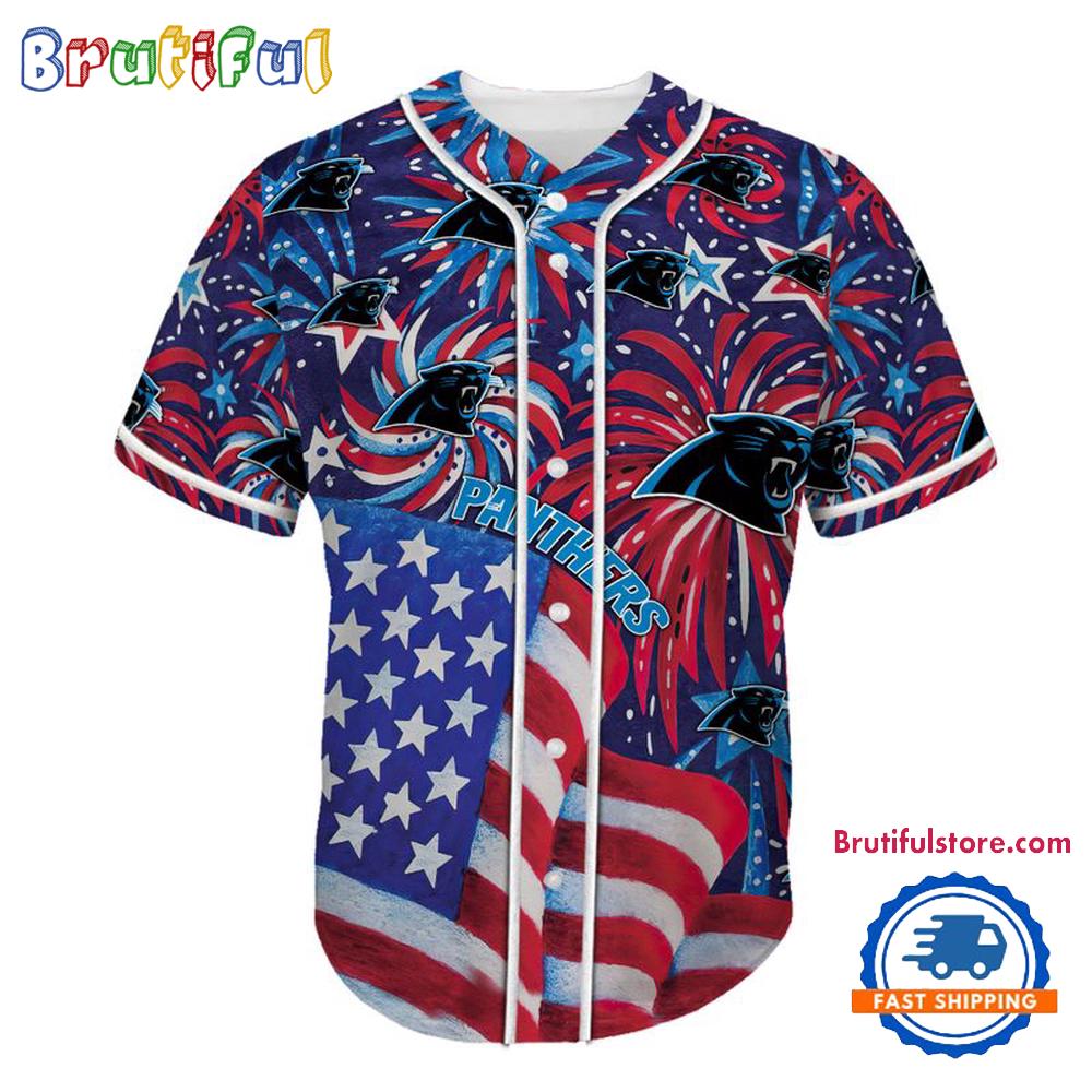 Carolina Panthers USA Flag Independence Day Baseball Jersey, Sport Team 4th of July Jersey