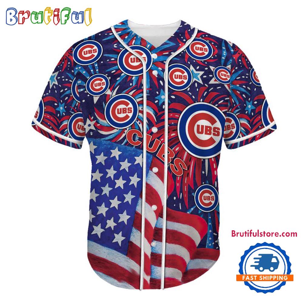 Chicago Cubs USA Flag Independence Day Baseball Jersey, Sport Team 4th of July Jersey