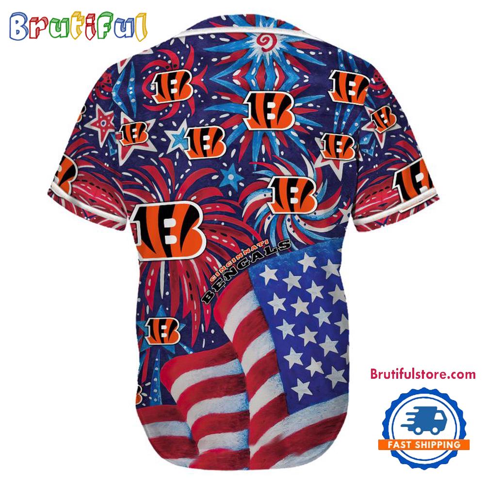 Cincinnati Bengals USA Flag Independence Day Baseball Jersey, Sport Team 4th of July Jersey