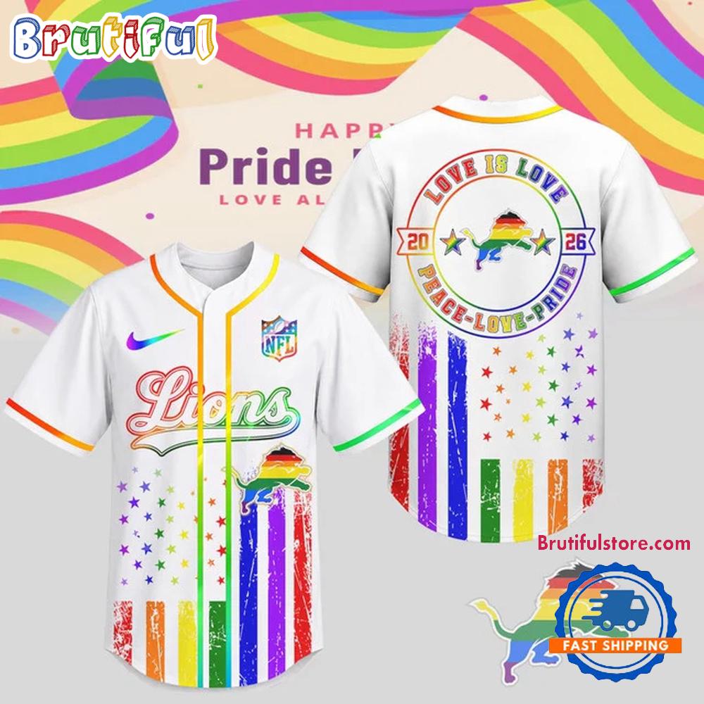 Detroit Lions 2026 NFL Pride Love Limited Edition Baseball Jersey