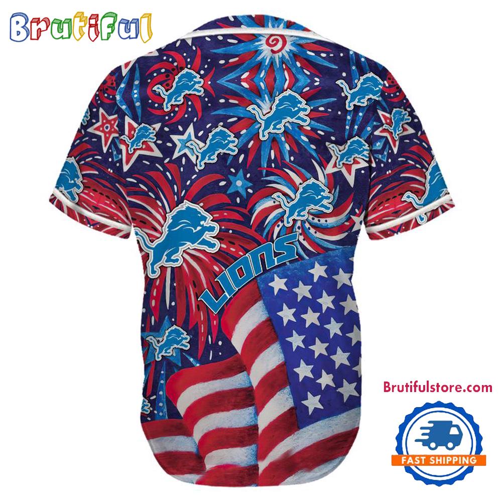 Detroit Lions USA Flag Independence Day Baseball Jersey, Sport Team 4th of July Jersey