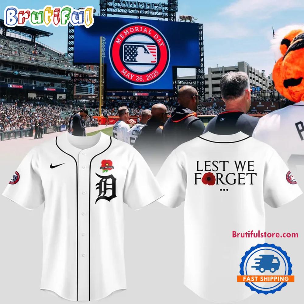 Detroit Tigers 2025 Memorial Day Lest We Forget Jersey Shirt