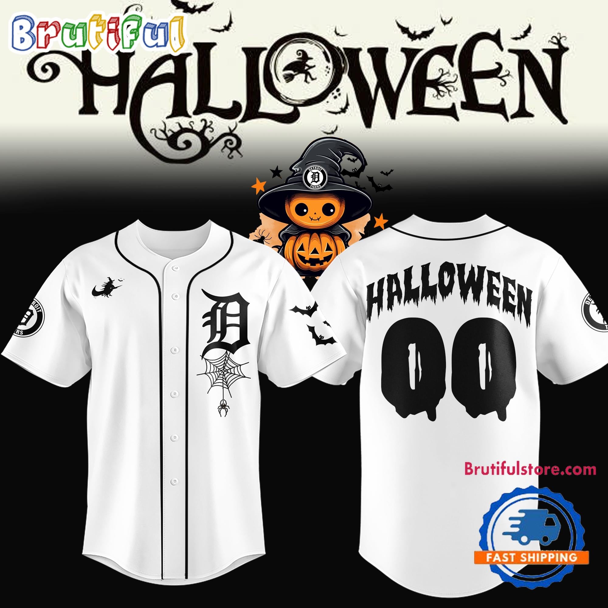 Detroit Tigers Halloween 2024 Custom Baseball Jersey Shirt