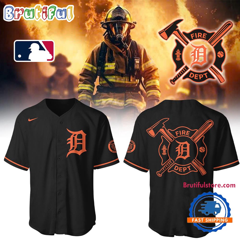 Detroit Tigers x Firefighter Appreciation Night 2025 Black Baseball Jersey