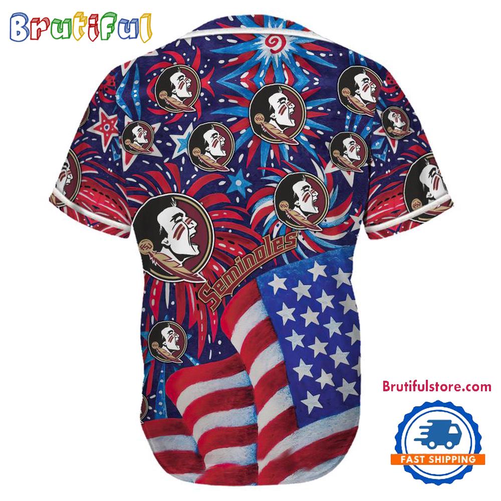 Florida State Seminoles USA Flag Independence Day Baseball Jersey, Sport Team 4th of July Jersey