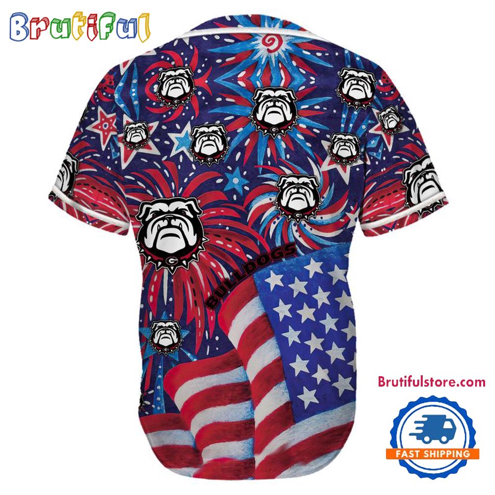 Georgia Bulldogs USA Flag Independence Day Baseball Jersey, Sport Team 4th of July Jersey