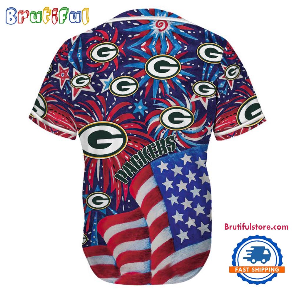 Green Bay Packers USA Flag Independence Day Baseball Jersey, Sport Team 4th of July Jersey