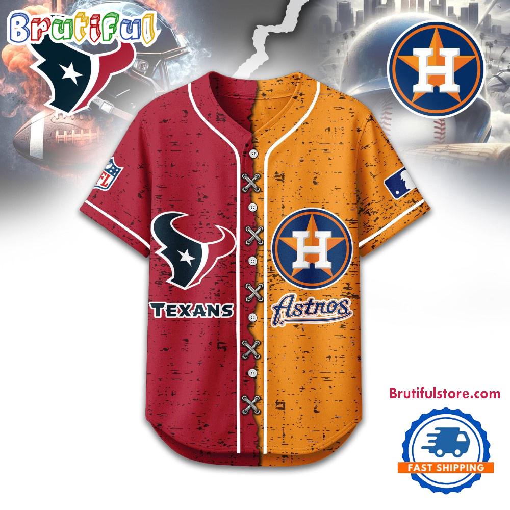 Houston Texans Mix Houston Astros Sporty New Design Baseball Jersey