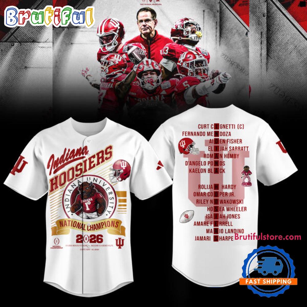 Indiana Hoosiers CFP National Champions 2026 Winner Team Player Name White Baseball Jersey