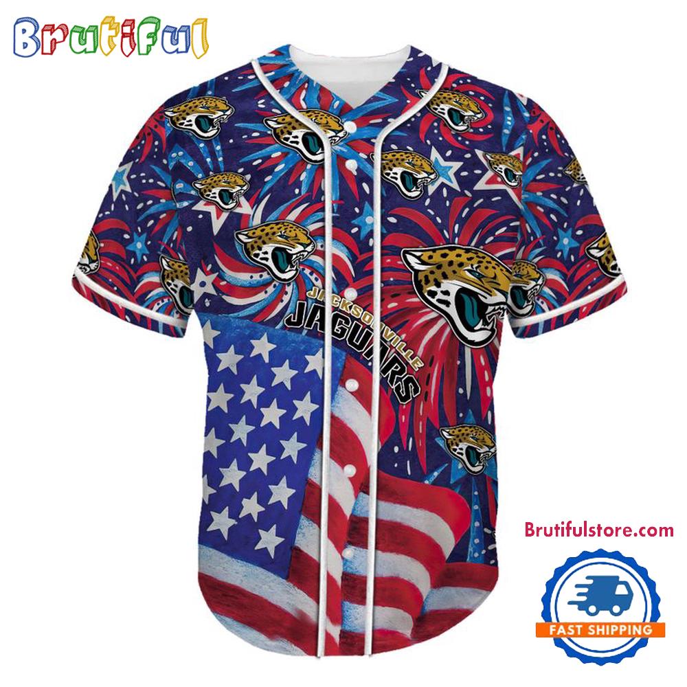 Jacksonville Jaguars USA Flag Independence Day Baseball Jersey, Sport Team 4th of July Jersey