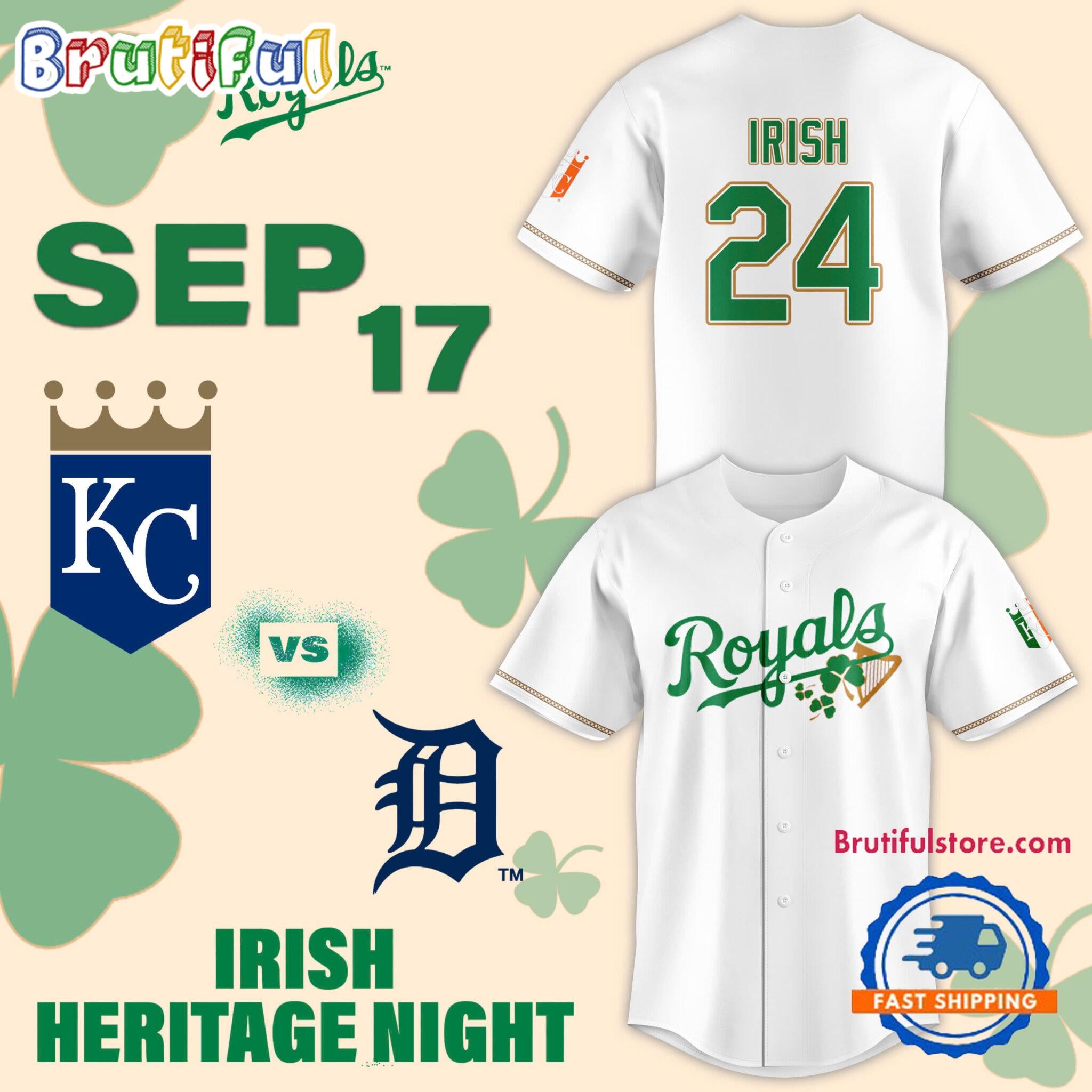 Kansas City Royals 2024 Irish Heritage Night Baseball Jersey