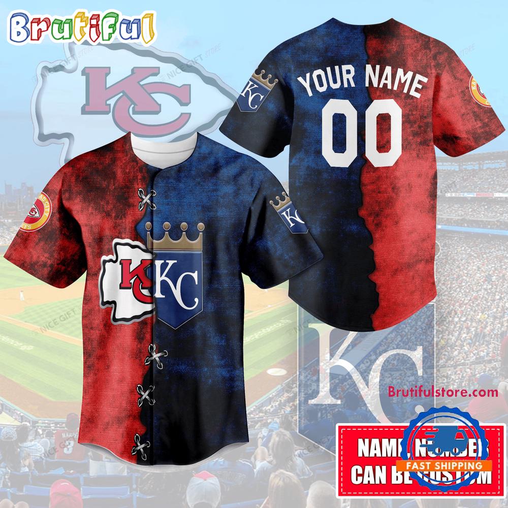 Kansas City Royals And Kansas City Chiefs Mix Baseball Jersey