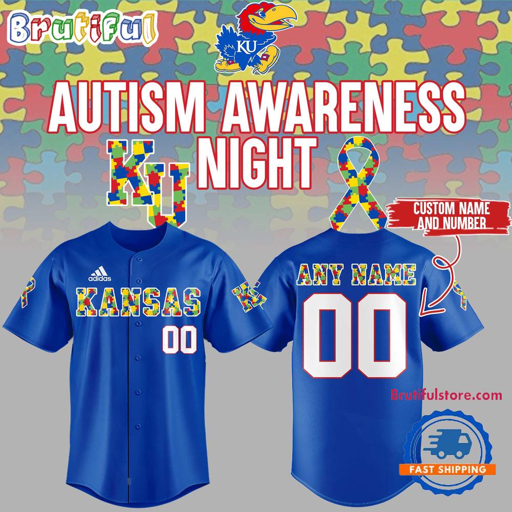 Kansas Jayhawks x Autism Awareness Day 2025 Custom Baseball Jersey