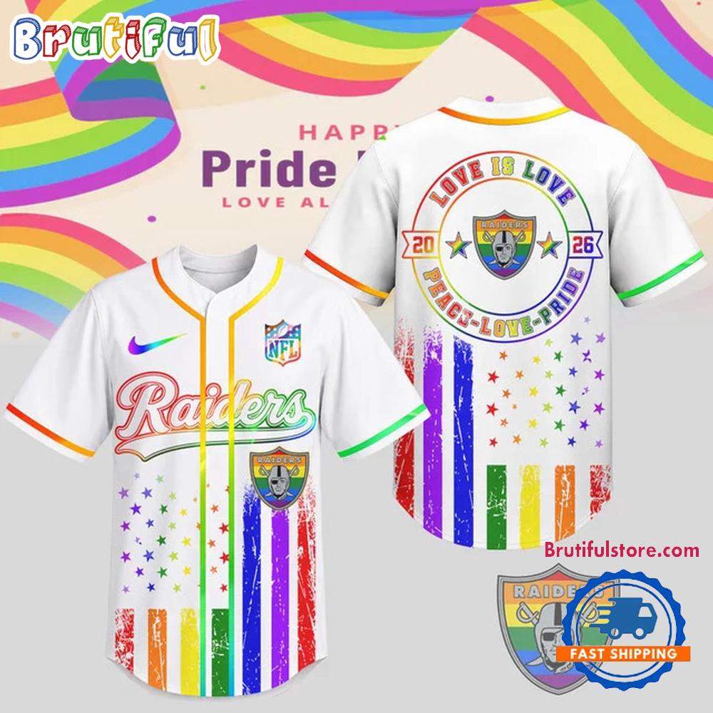 Las Vegas Raiders 2026 NFL Pride Love Limited Edition Baseball Jersey