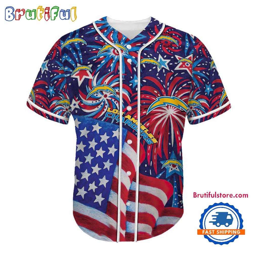 Los Angeles Chargers USA Flag Independence Day Baseball Jersey, Sport Team 4th of July Jersey