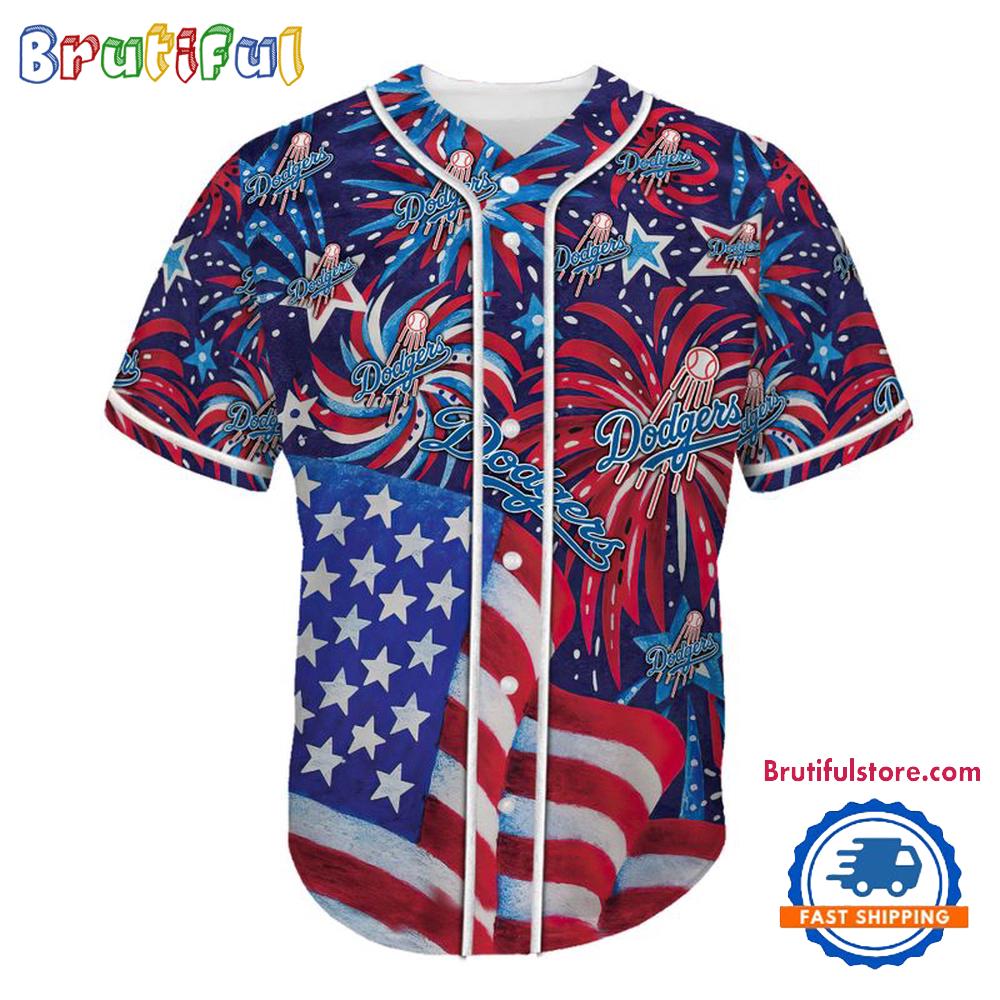 Los Angeles Dodgers USA Flag Independence Day Baseball Jersey, Sport Team 4th of July Jersey