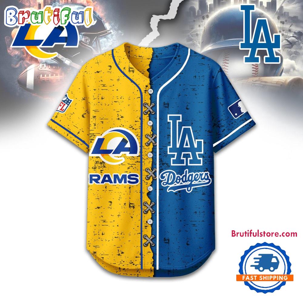 Los Angeles Rams Mix Los Angeles Dodgers Sporty New Design Baseball Jersey