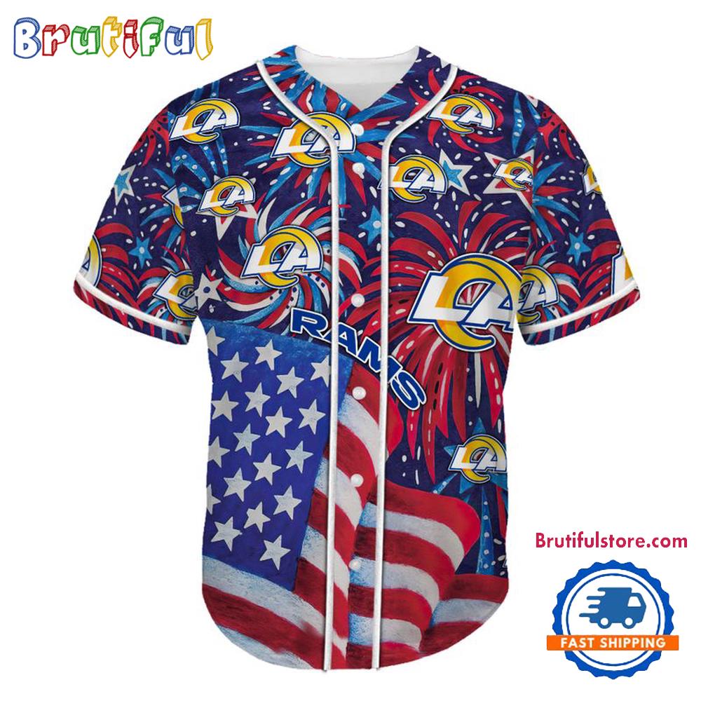 Los Angeles Rams USA Flag Independence Day Baseball Jersey, Sport Team 4th of July Jersey