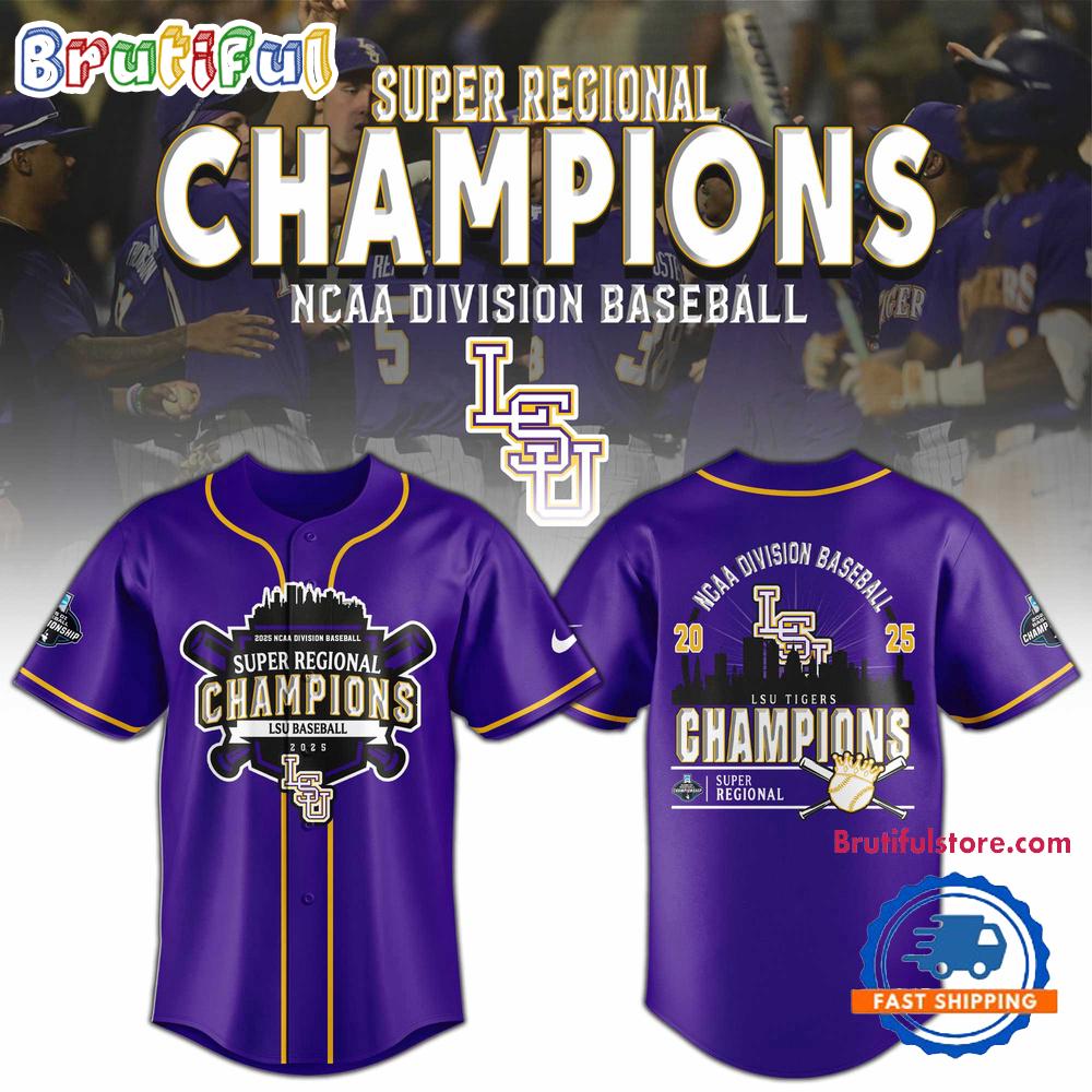 LSU Tigers 2025 NCAA Division Baseball Super Regionals Champions Jersey Shirt