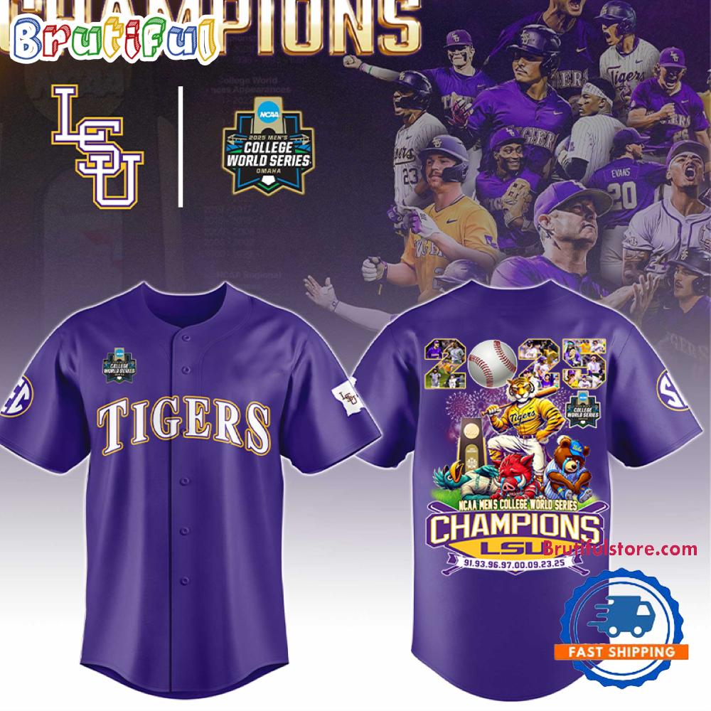 LSU Tigers NCAA Men's College World Series Champions 2025 Mascot Jersey Shirt