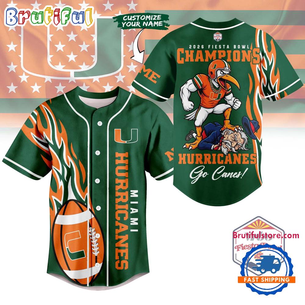 Miami Hurricanes 2026 NCAA Fiesta Bowl Champions Baseball Jersey