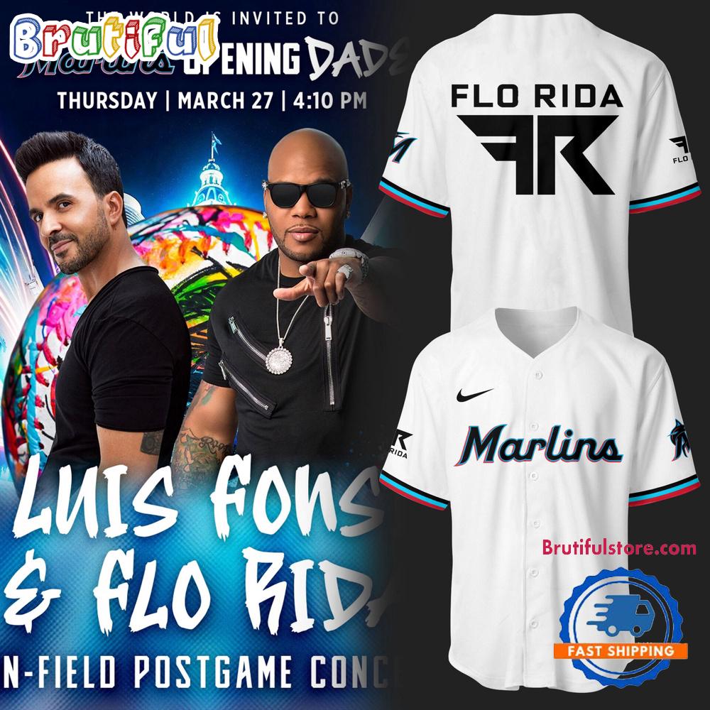Miami Marlins x Luis Fonsi and Flo Rida 2025 New White Jersey Shirt