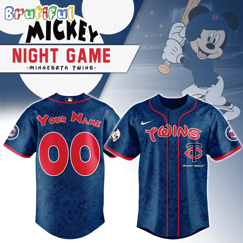 Minnesota Twins x Mickey Night Game Personalized Baseball Jersey