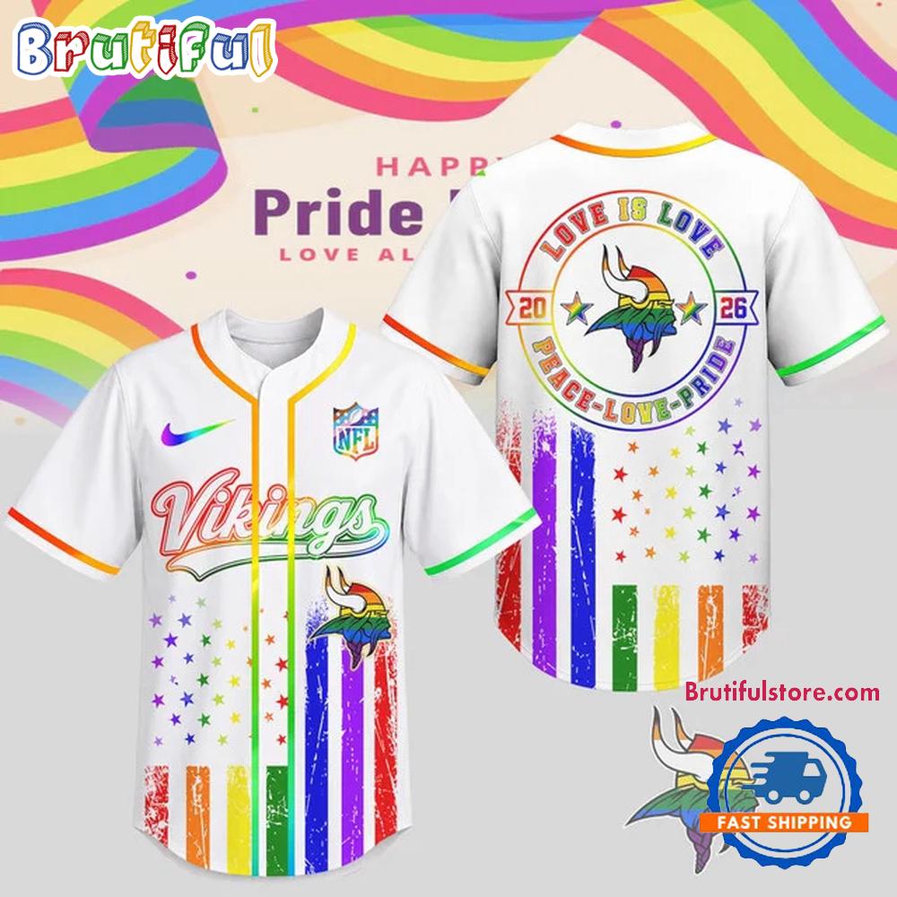Minnesota Vikings 2026 NFL Pride Love Limited Edition Baseball Jersey