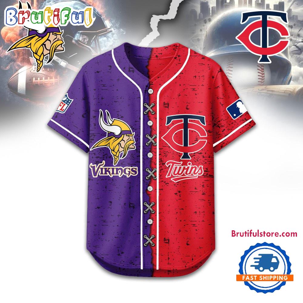 Minnesota Vikings Mix Minnesota Twins Sporty New Design Baseball Jersey
