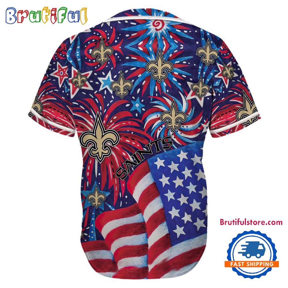 New Orleans Saints USA Flag Independence Day Baseball Jersey, Sport Team 4th of July Jersey