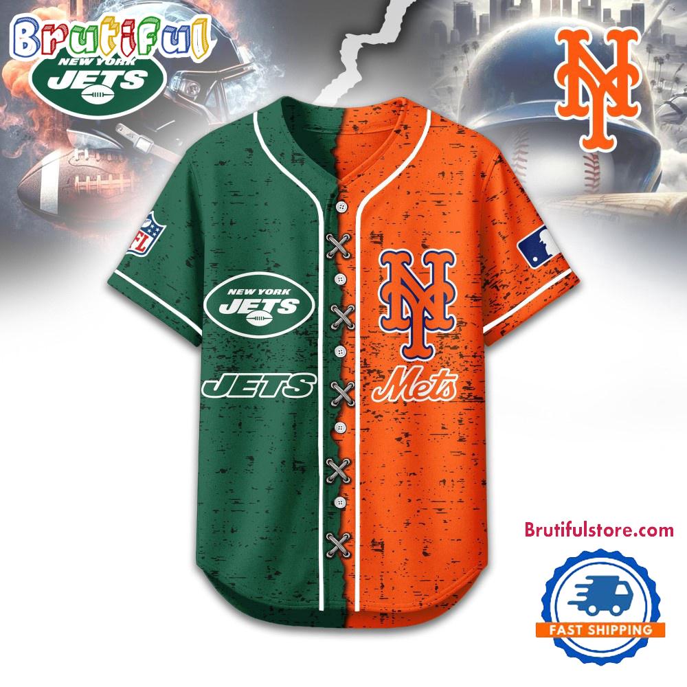 New York Jets Mix New York Mets Sporty New Design Baseball Jersey