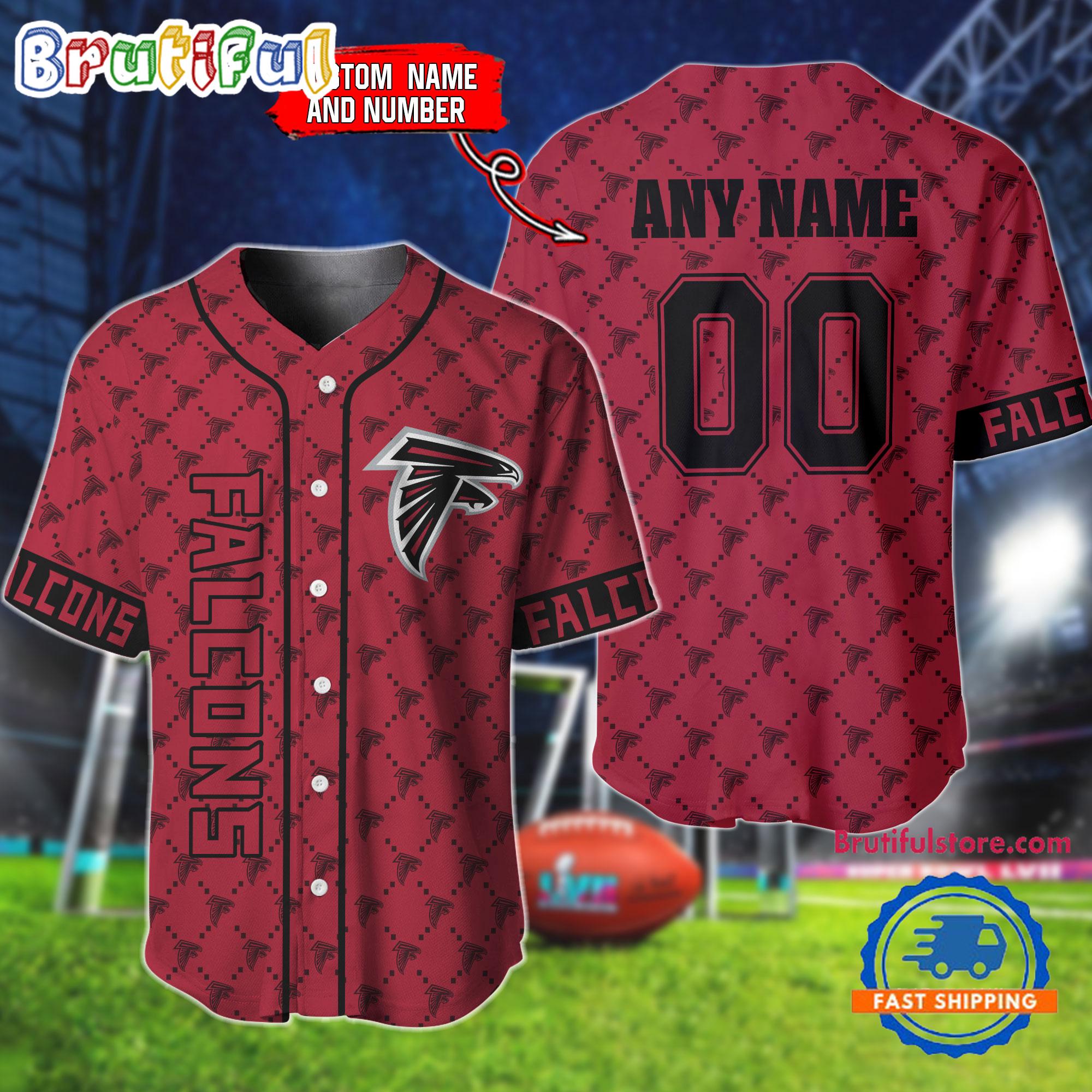 NFL Atlanta Falcons Logo Team Hologram Pattern Design Baseball Jersey