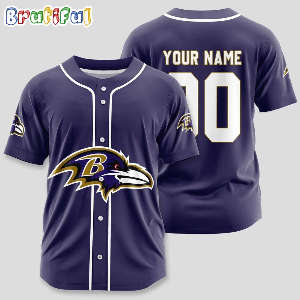 NFL Baltimore Ravens Team Logo Custom Baseball Jersey