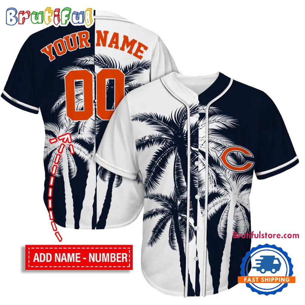 NFL Chicago Bears Palm Trees Pattern Summer Personalized Baseball Jersey